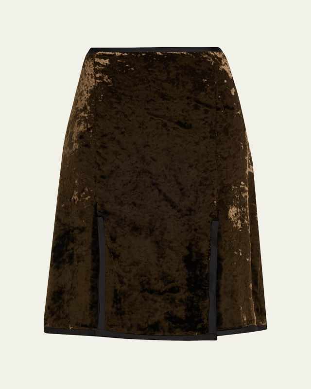 Crushed Velvet Slit Skirt